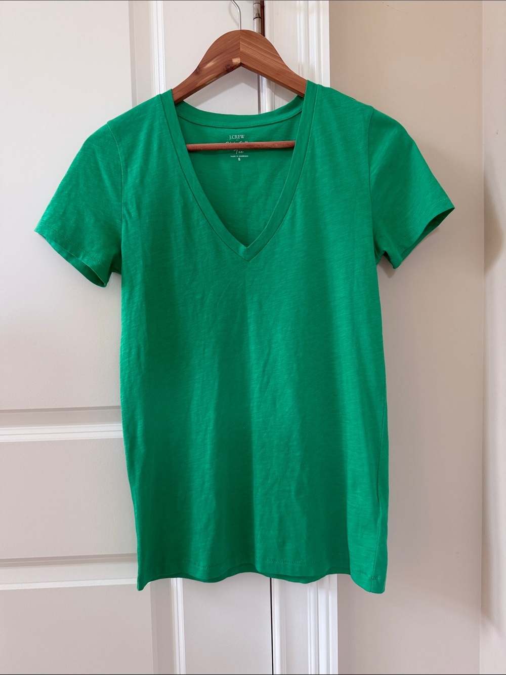 J. Crew Emerald Green V-Neck Cotton Tee